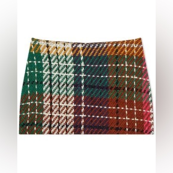 Danielle Guizio Plaid Mini Skirt In Green, Brown, Red, White